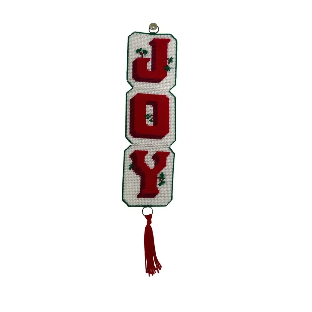 Mid Century Modern Plastic Canvas JOY Wall Hanging Christmas Decor